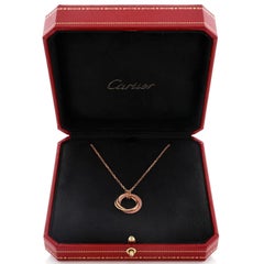 Cartier Trinity Pendant Necklace 18k Rose Gold with Pave Pink Sapphires