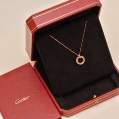 Cartier Trinity Pendant Necklace 18K Tri-color Gold with Pavé Pink Sapphires