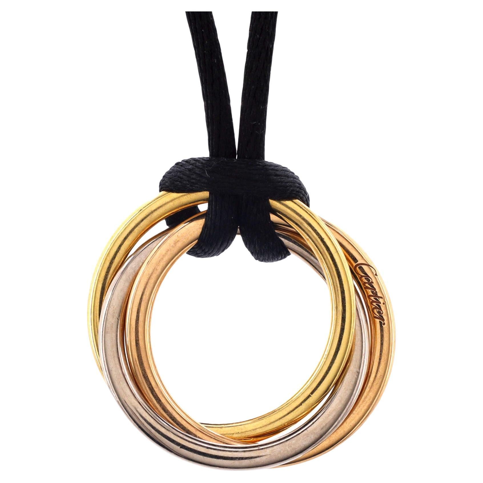 Cartier Trinity Diamond Medium Silk Cord Multi Color Gold Pendant