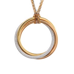 Cartier Trinity Pendant Necklace 18k Tricolor Gold with Diamonds Large