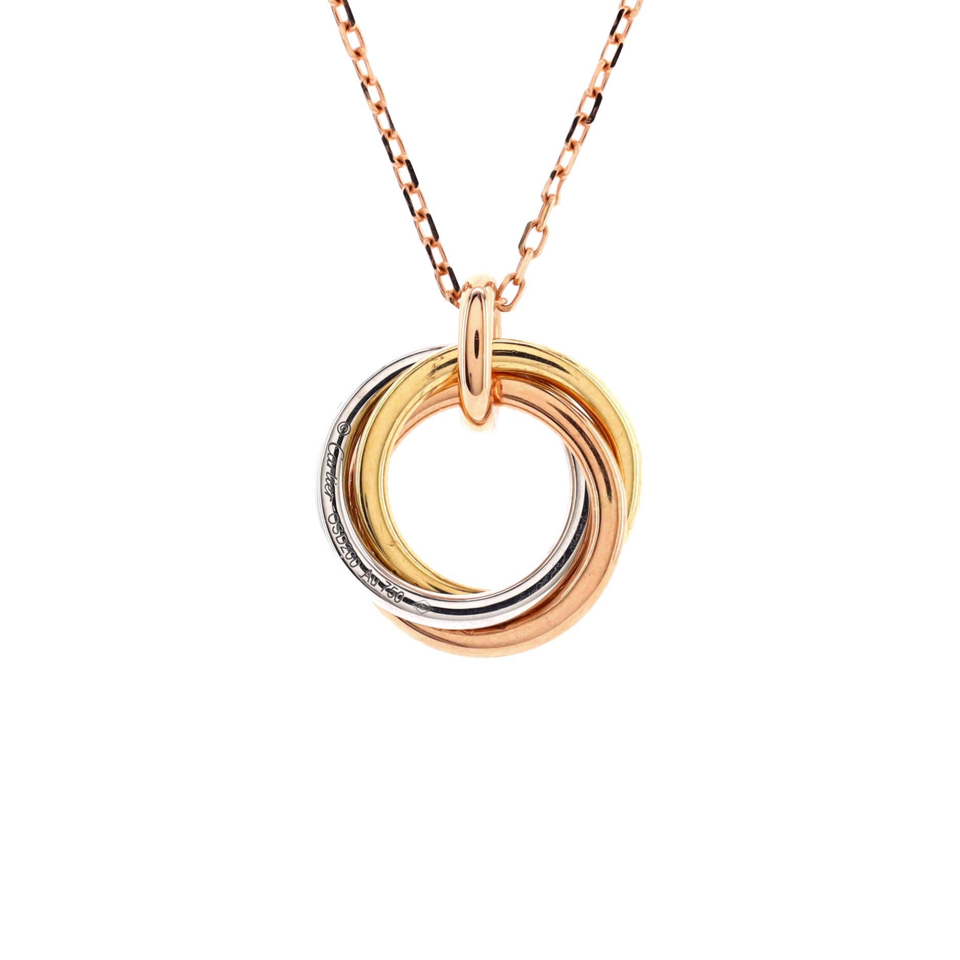 De las mujeres Collar Colgante Cartier Trinidad Oro Tricolor 18k con Diamantes Pave Mediana