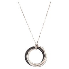 Cartier Trinity Pendant Necklace 18k White Gold with Diamonds and Ceramic Small