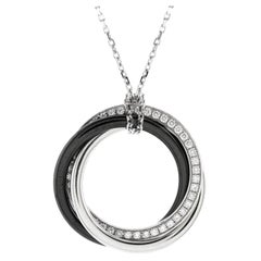 Cartier Trinity Pendant Necklace 18K White Gold with Diamonds and Ceramic Small