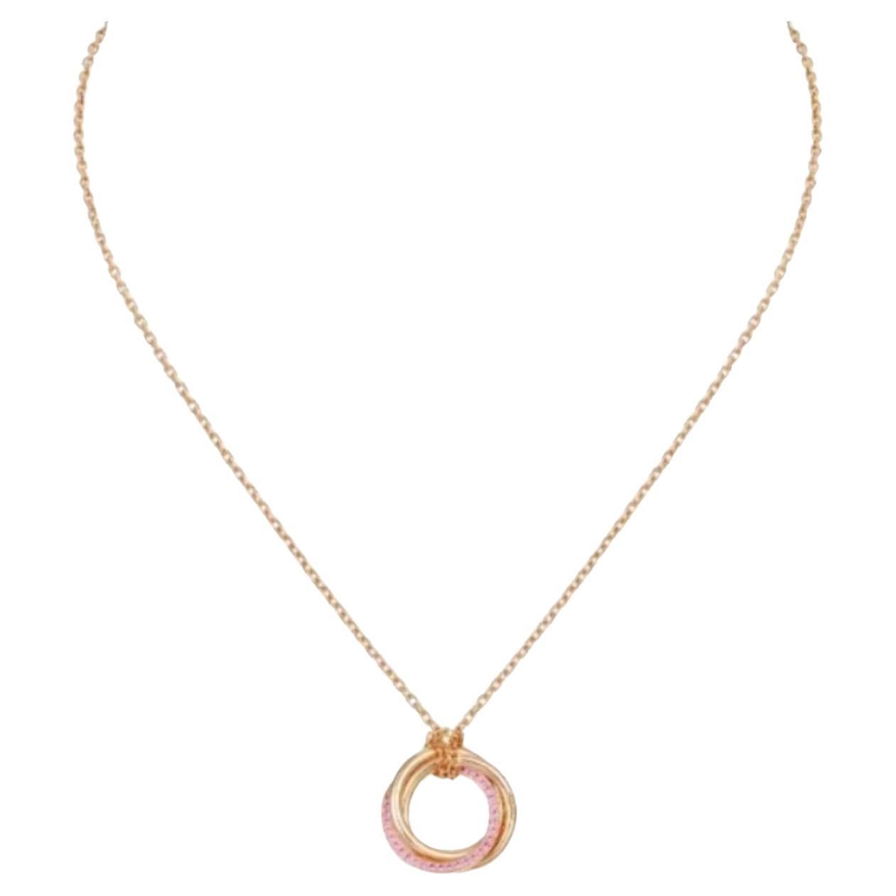 Cartier Trinity Pink Sapphire 18K Rose Gold Pendant Necklace For Sale