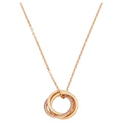 Cartier Trinity Pink Sapphire 18k Rose Gold Pendant Necklace