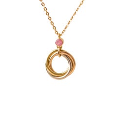 Cartier Trinity Pink Sapphire Yellow Rose and White Gold Pendant Necklace