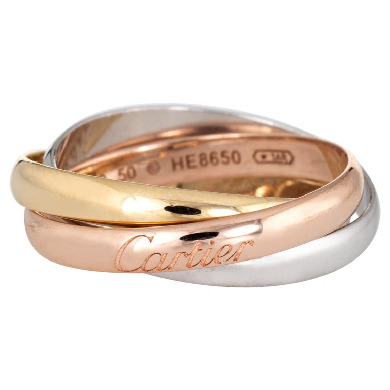 Cartier Trinity Ring 18 Karat Tri Gold Band Estate Small Model at ...