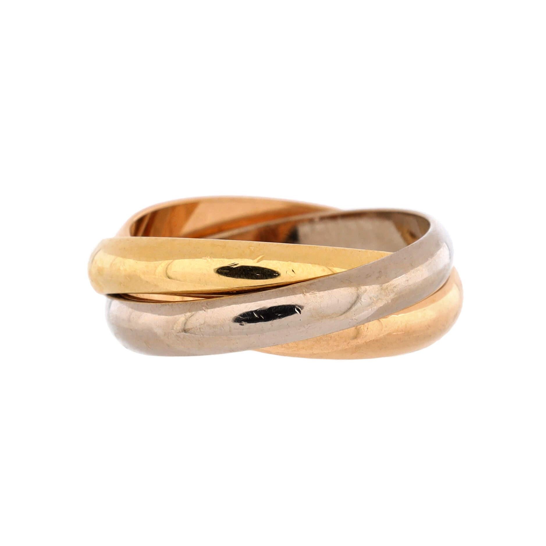 Cartier Trinity Ring 18k Tricolor Gold Medium In Good Condition In New York, NY