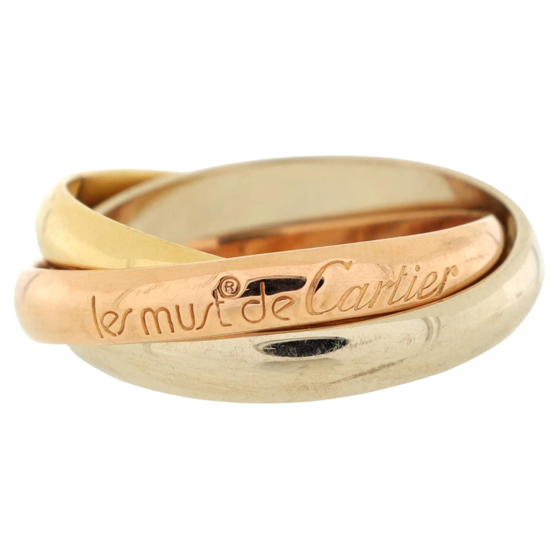 Cartier Trinity-Ring, 18 Karat Tricolor, Gold Medium