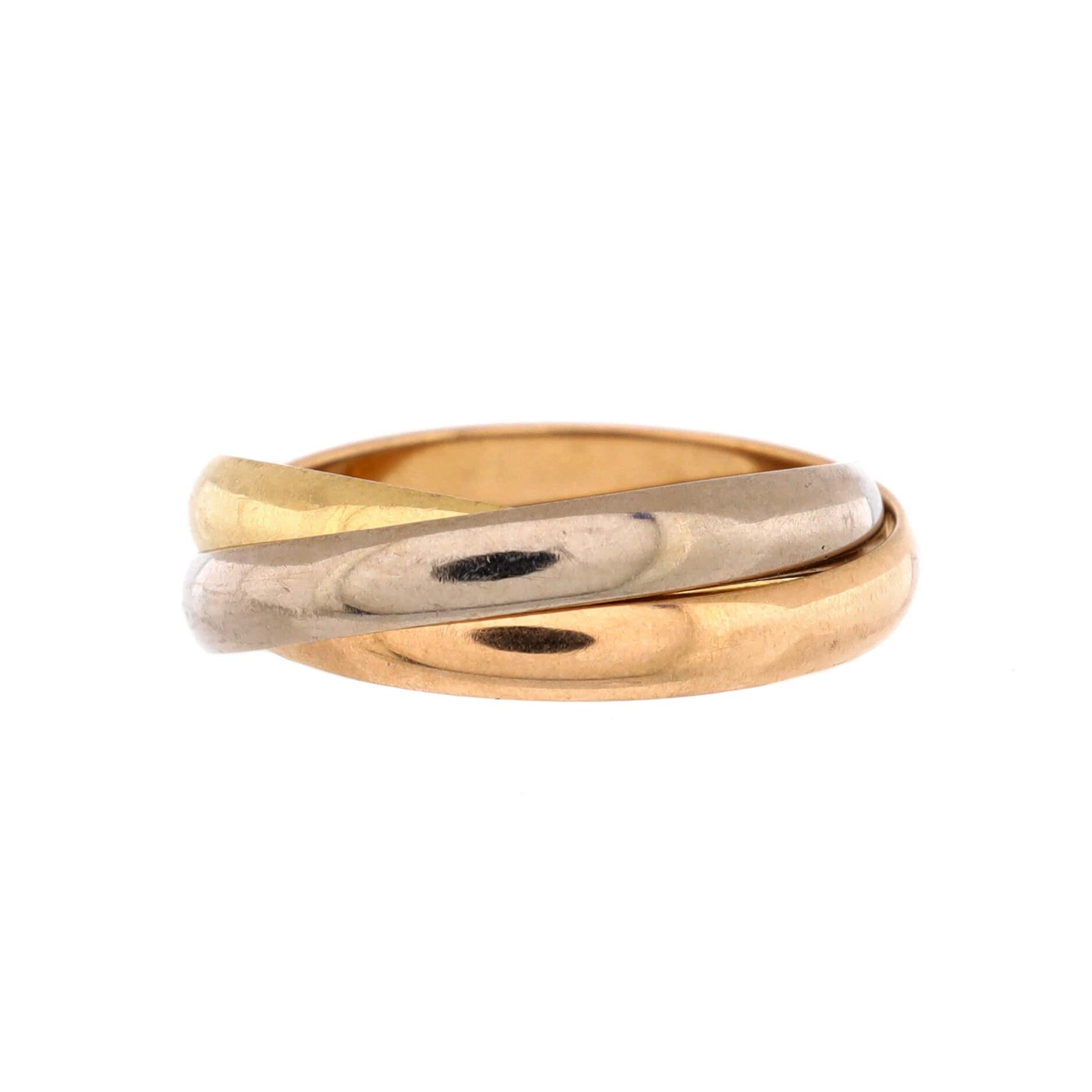 Cartier Trinity Ring 18k Tricolor Gold Small In Good Condition In New York, NY