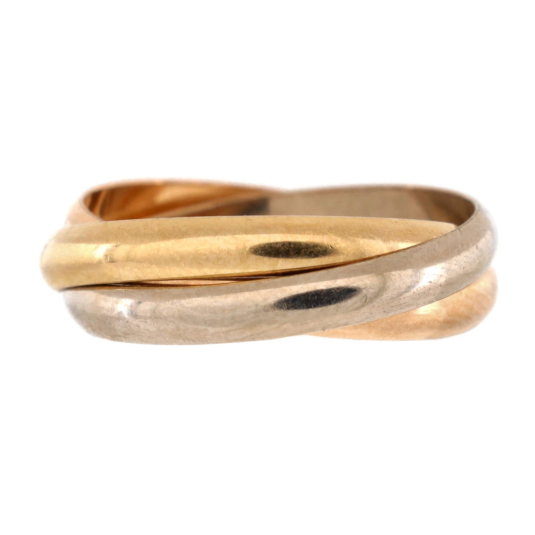Cartier Trinity Ring 18K Tricolor Gold Small In Good Condition In New York, NY