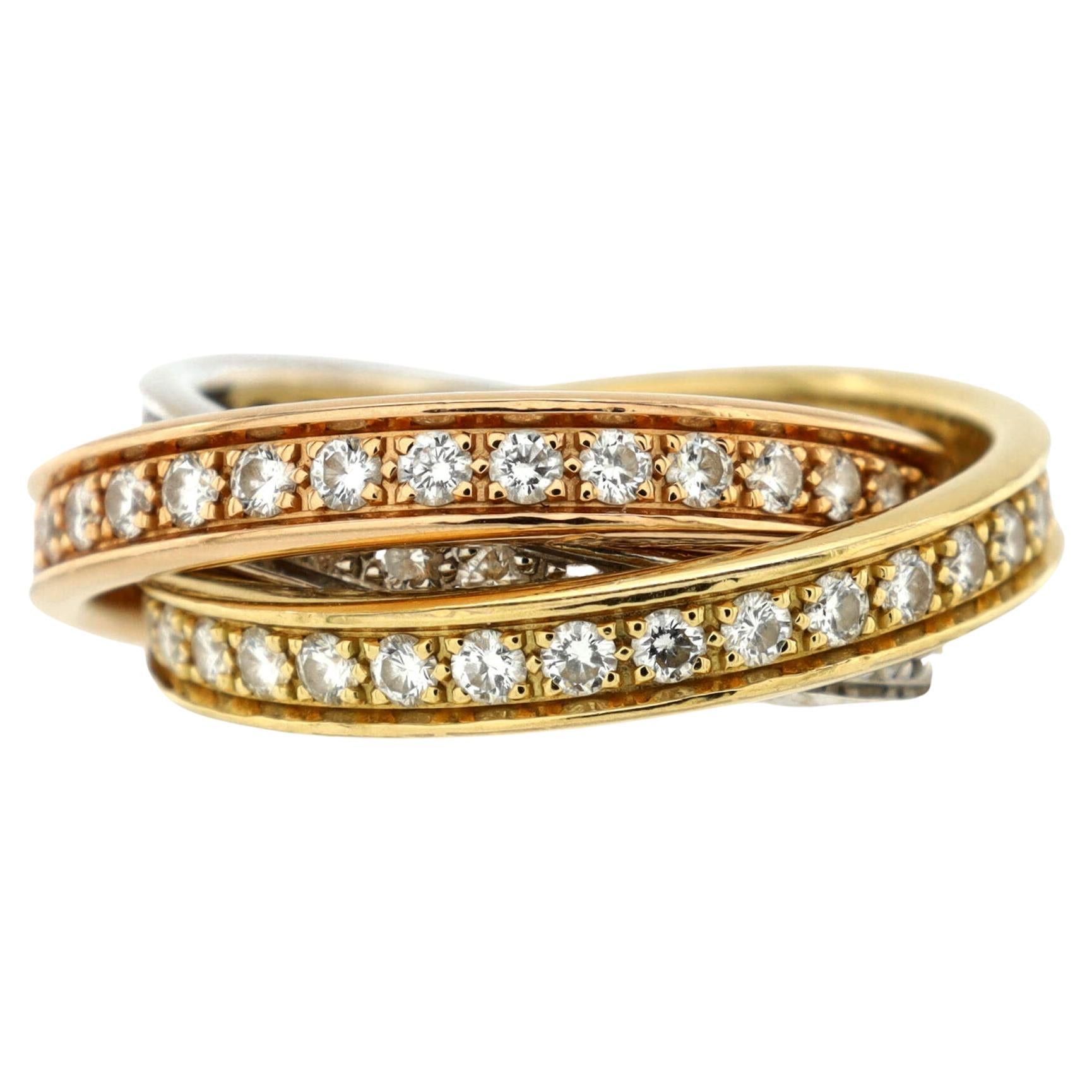 Cartier Trinity Ring 18K Tricolor Gold with Diamonds