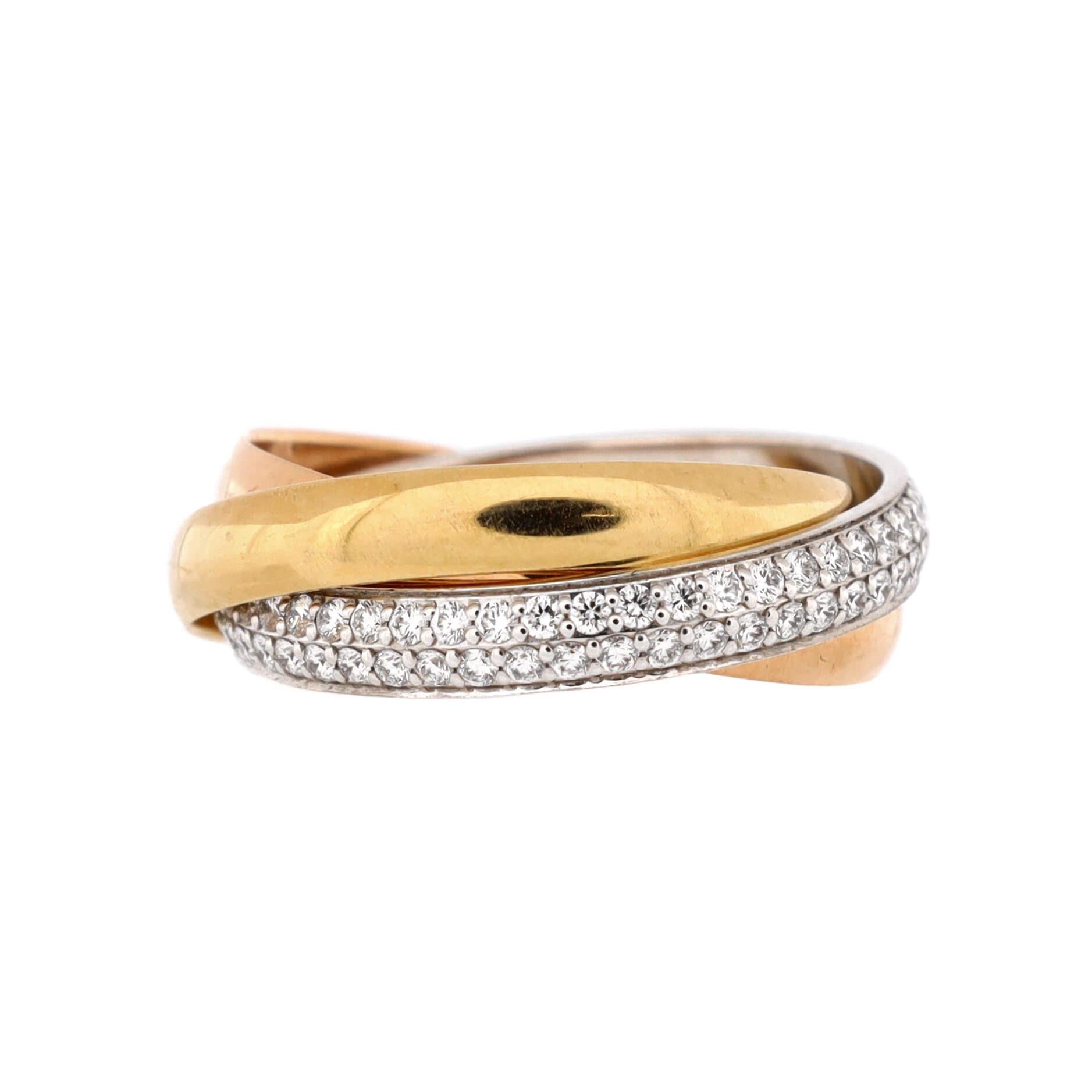 Condition: Very good. Moderate wear throughout.
Accessories: No Accessories
Measurements: Size: 4.5 - 48, Width: 2.90 mm
Designer: Cartier
Model: Trinity Ring 18K Tricolor Gold with Pave Diamonds Small
Exterior Color: Tricolor Gold
Item Number: