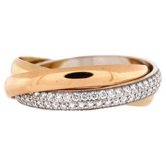 Cartier Trinity Ring 18k Tricolor Gold with Pave Diamonds Small