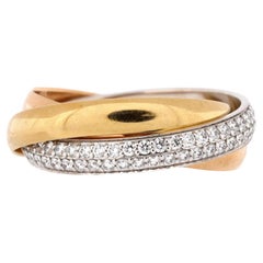 Cartier Trinity Ring 18K Tricolor Gold with Pave Diamonds Small