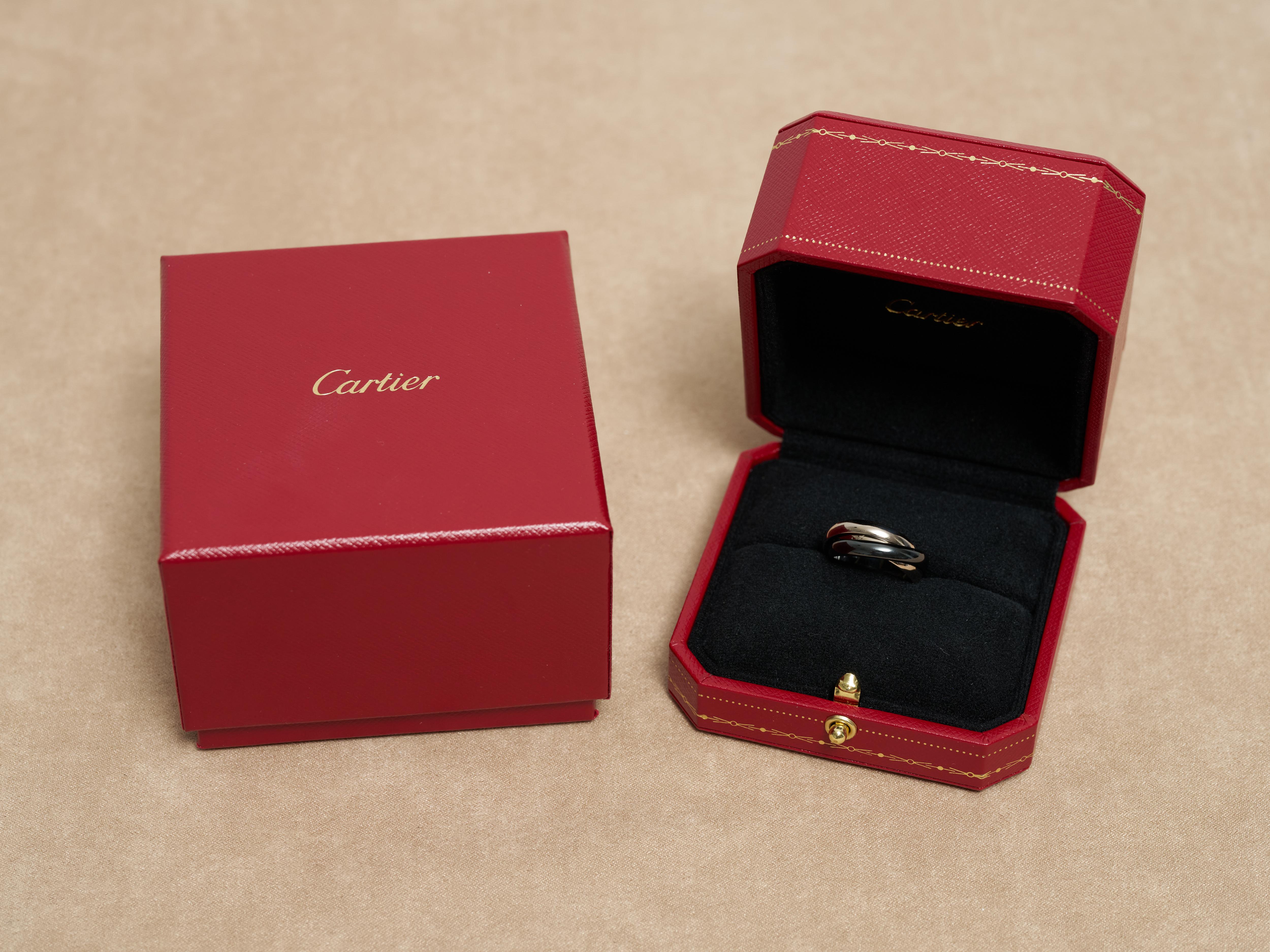 Cartier Trinity Ring 18K White Gold with Black Ceramic Size L EU 51 Boxed For Sale 10