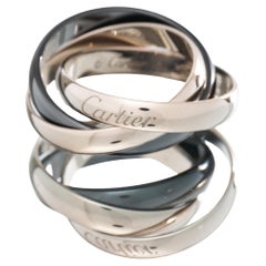 Cartier Trinity Ring 18K White Gold with Black Ceramic Size L EU 51 Boxed