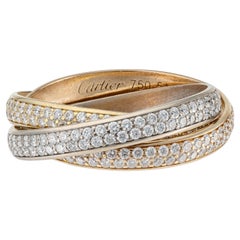 Cartier Trinity Ring, 18K White, Rose, Yellow Gold, Diamonds, 2014