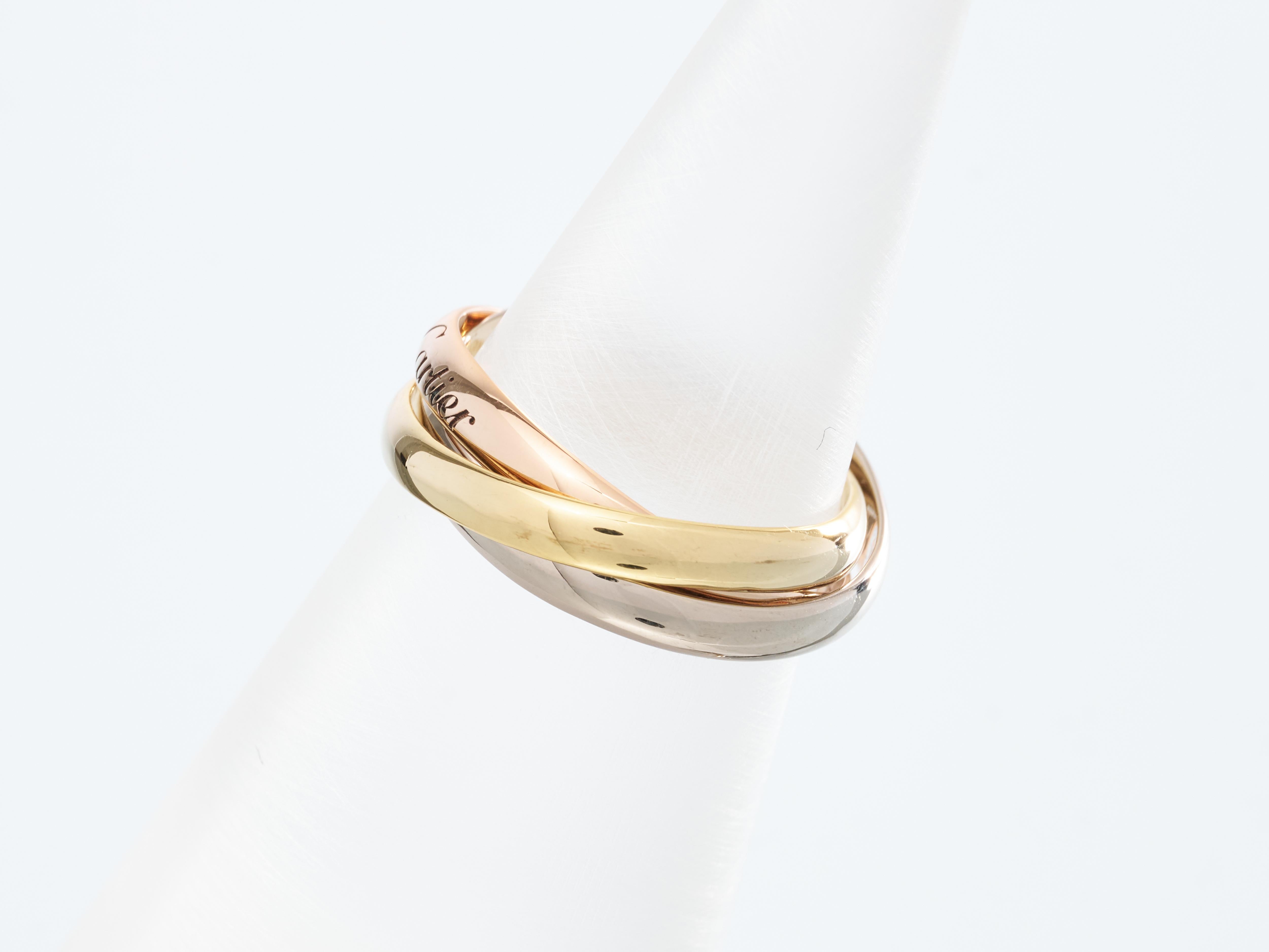 Cartier Trinity Ring 18K White Yellow Rose Gold with Size M EU 53 Reduced to 50 For Sale 6