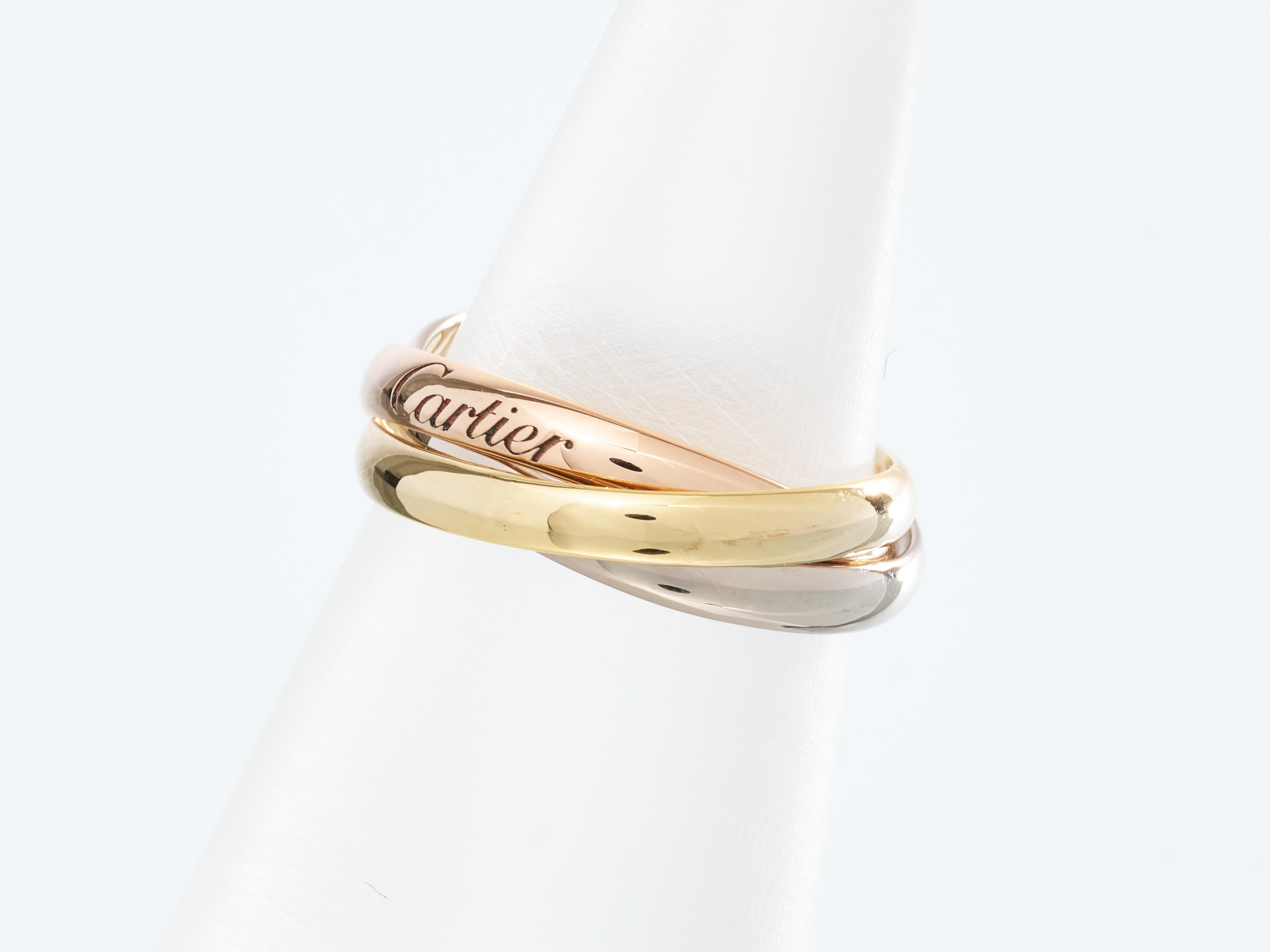 Cartier Trinity Ring 18K White Yellow Rose Gold with Size M EU 53 Reduced to 50 For Sale 7