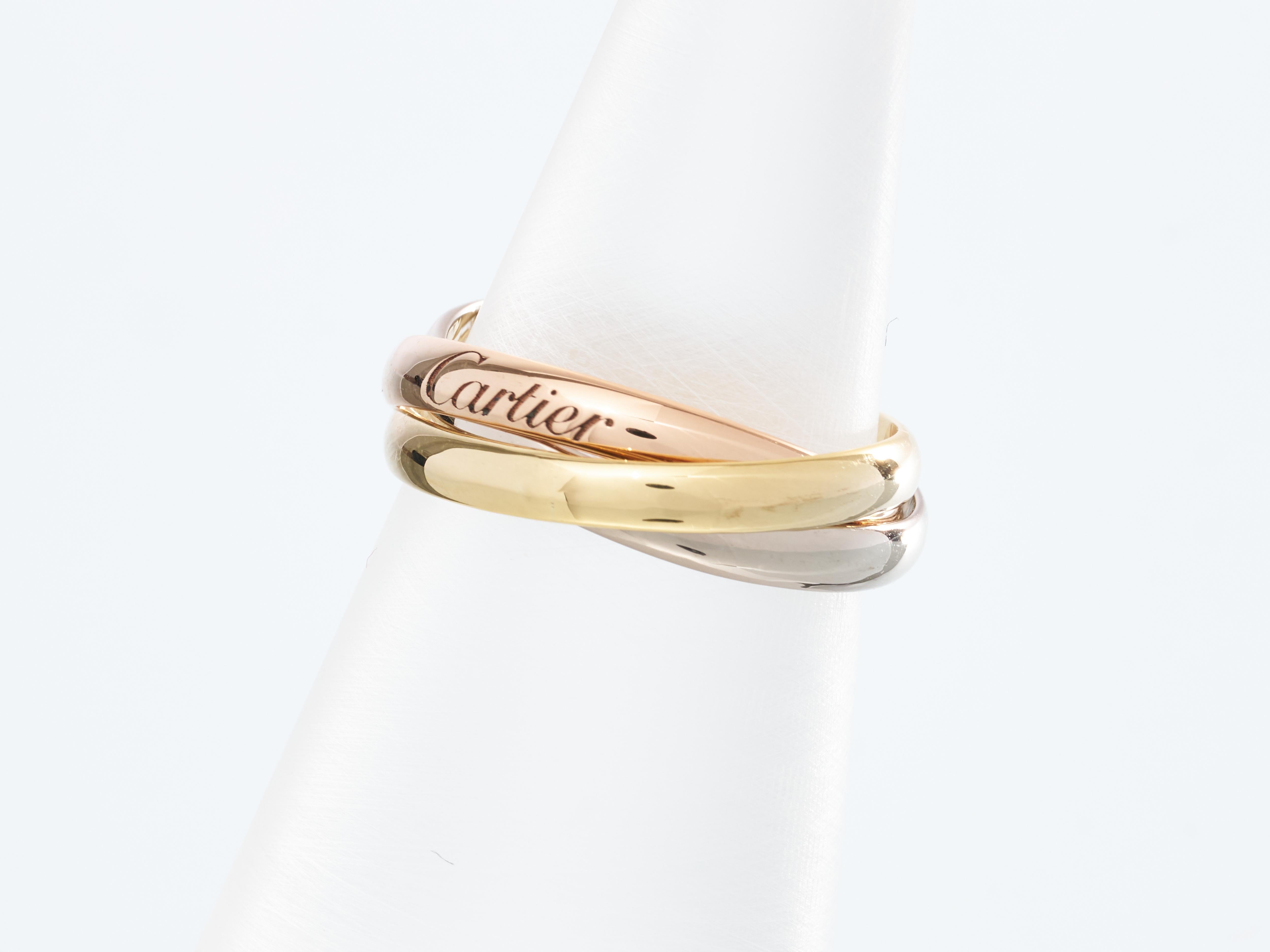 Cartier Trinity Ring 18K White Yellow Rose Gold with Size M EU 53 Reduced to 50 In Good Condition For Sale In London, GB
