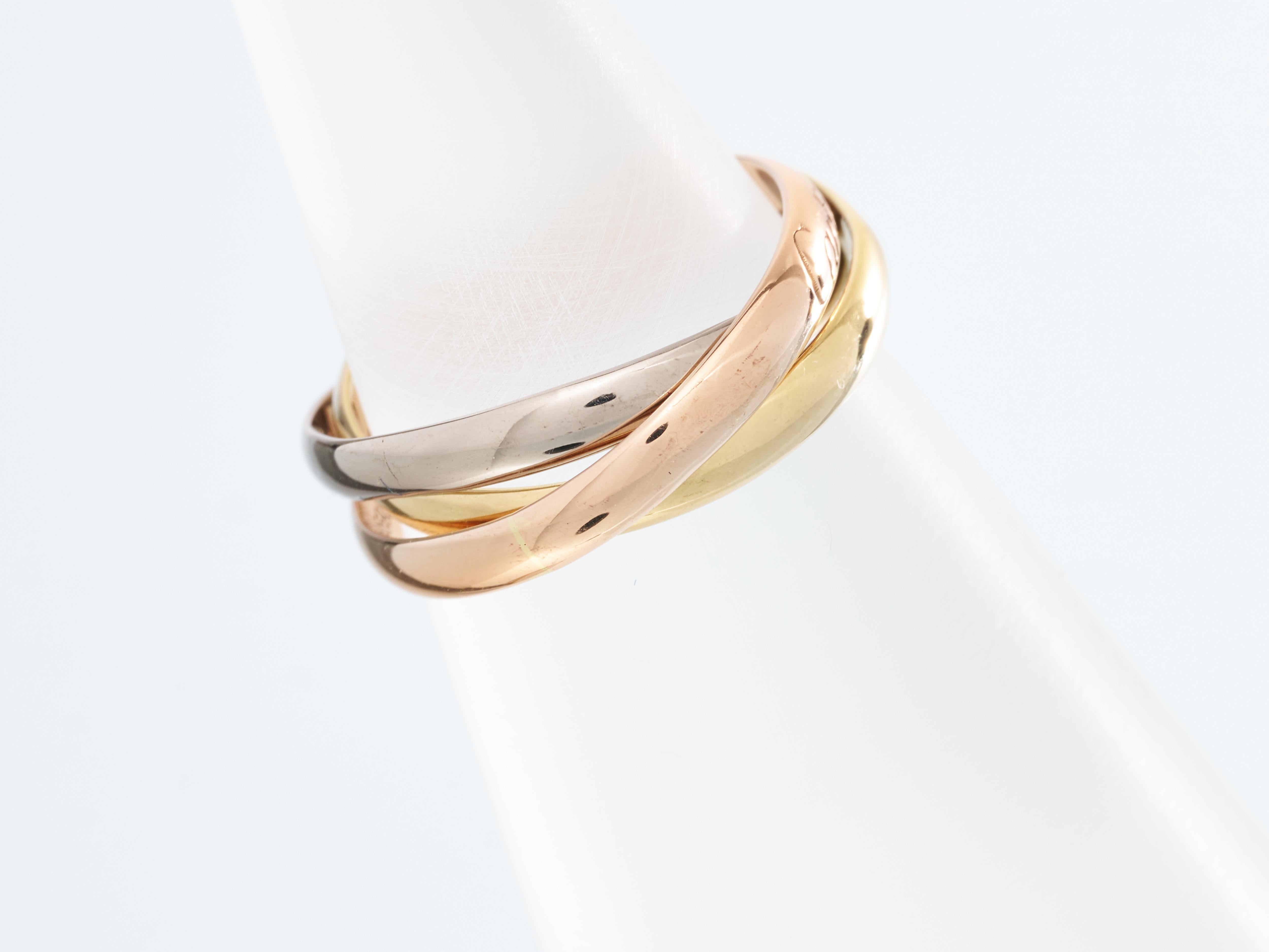 Cartier Trinity Ring 18K White Yellow Rose Gold with Size M EU 53 Reduced to 50 For Sale 2