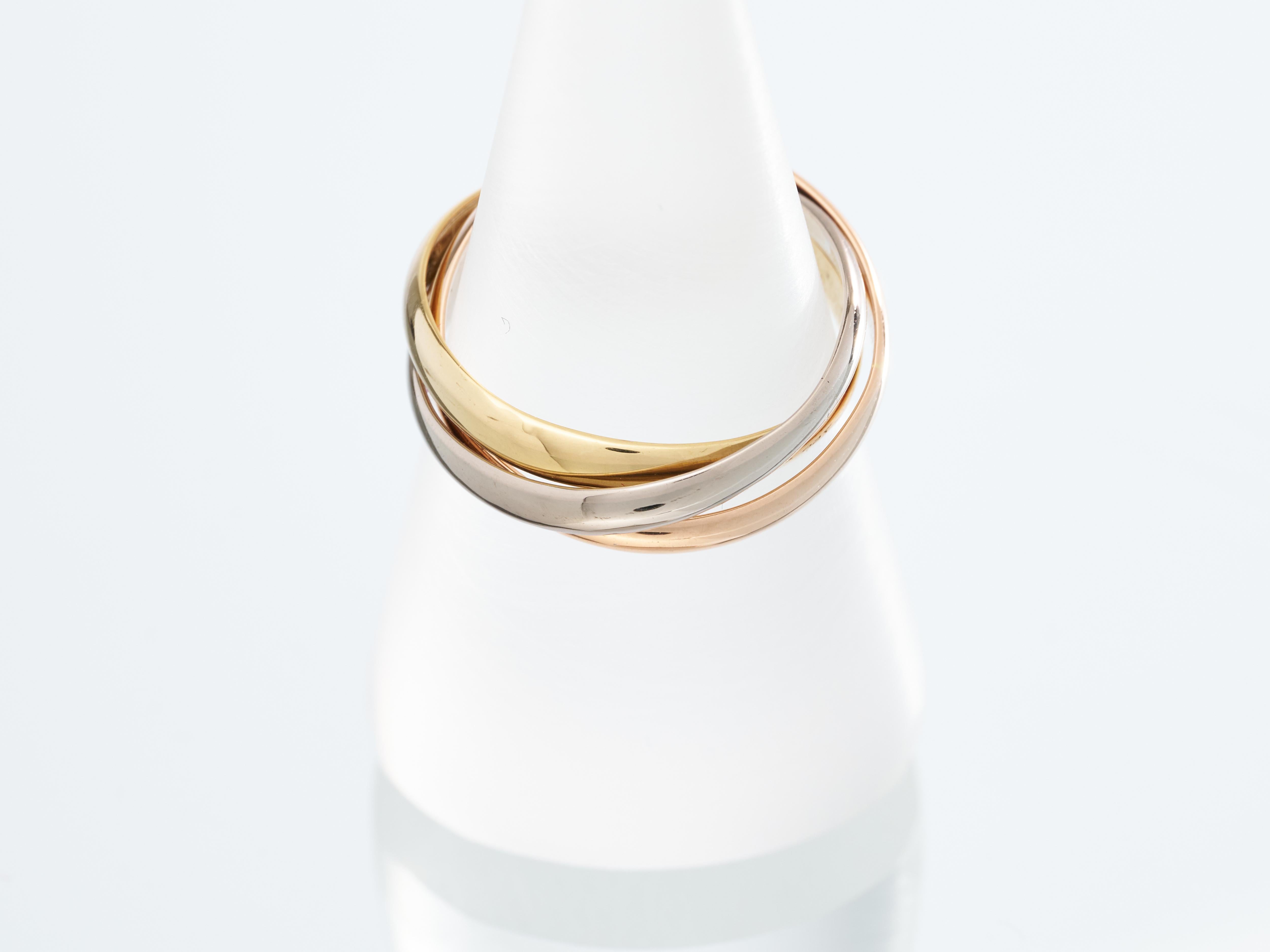 Cartier Trinity Ring 18K White Yellow Rose Gold with Size M EU 53 Reduced to 50 For Sale 3