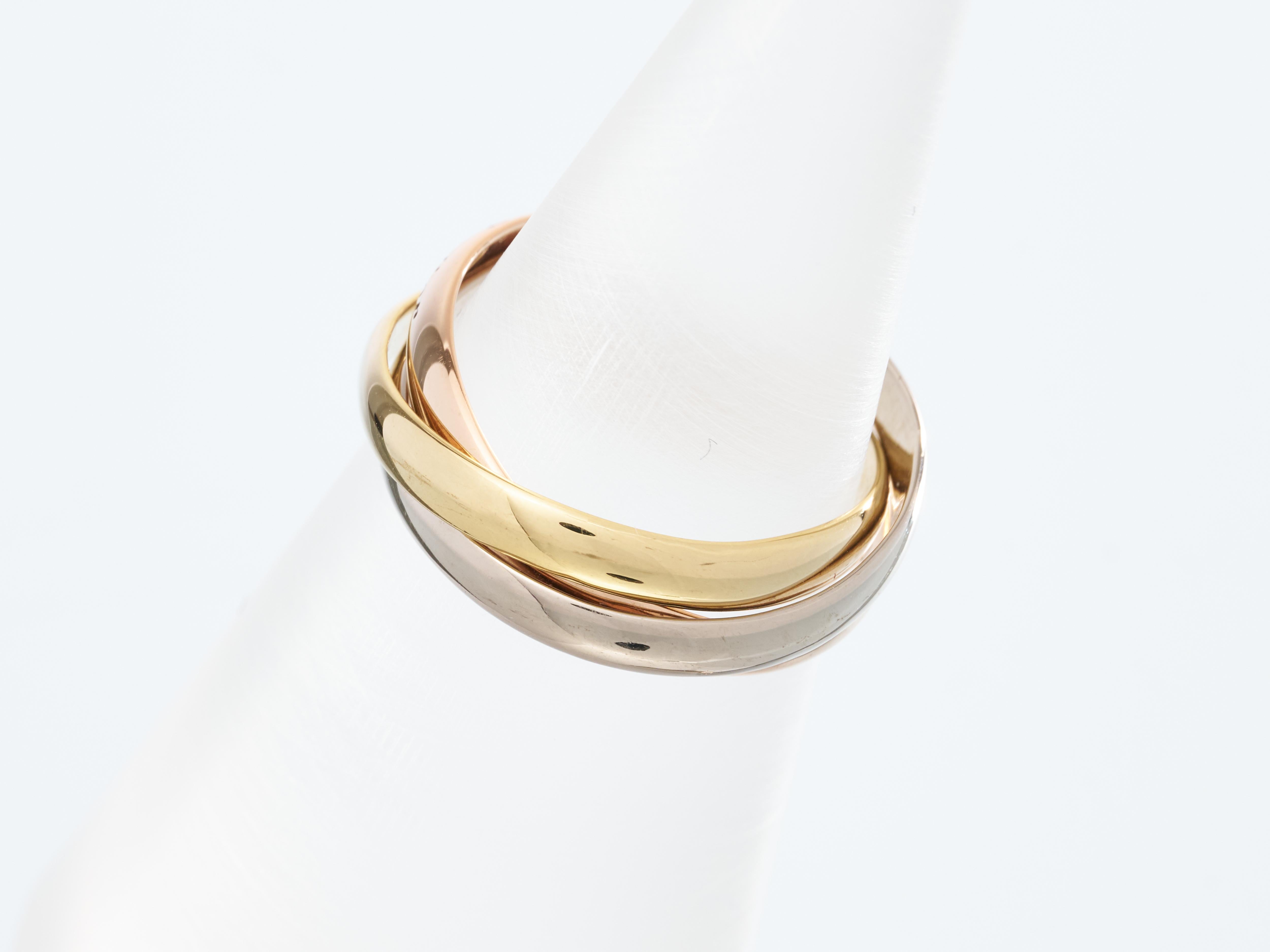 Cartier Trinity Ring 18K White Yellow Rose Gold with Size M EU 53 Reduced to 50 For Sale 4
