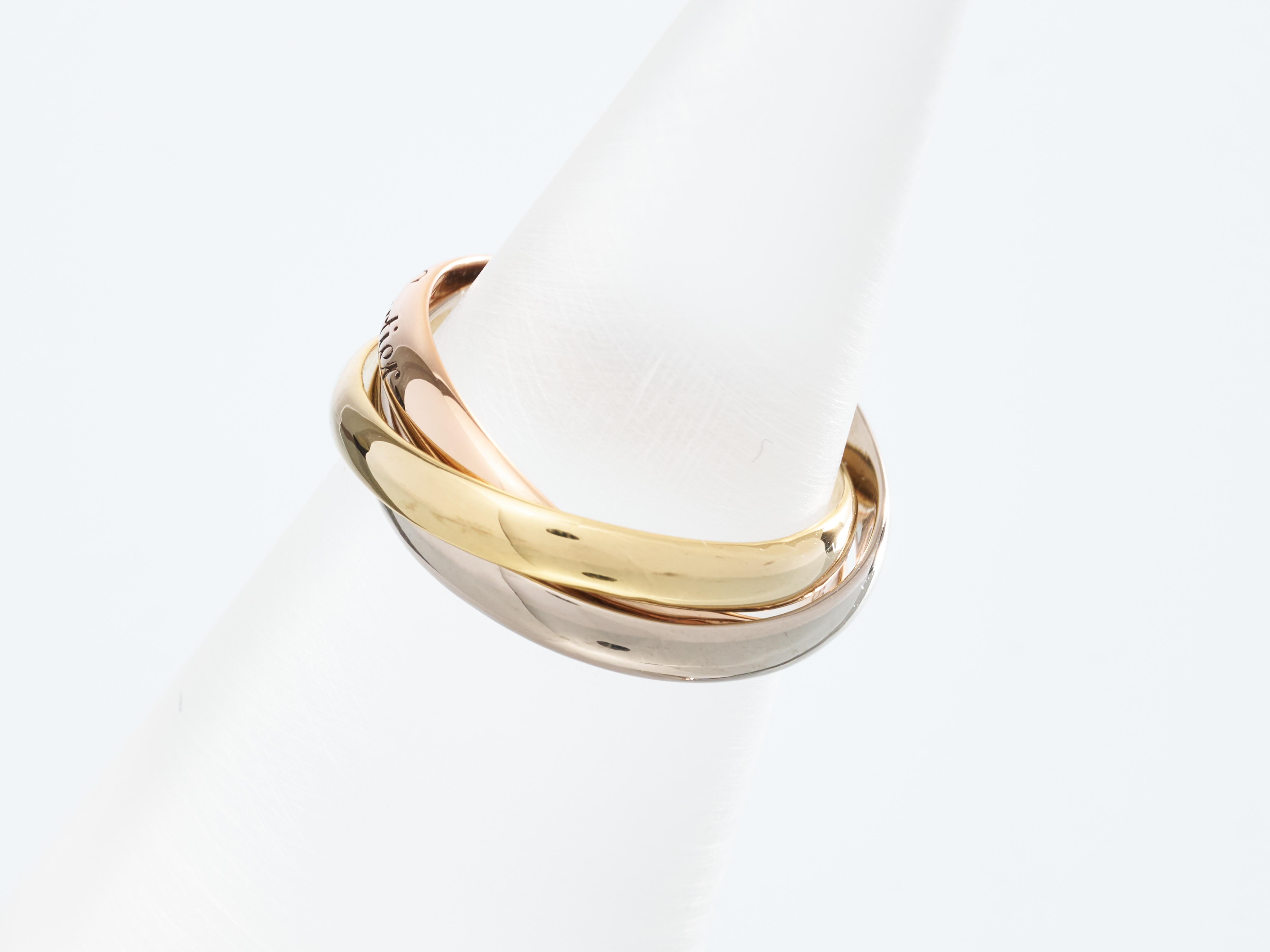 Cartier Trinity Ring 18K White Yellow Rose Gold with Size M EU 53 Reduced to 50 For Sale 5