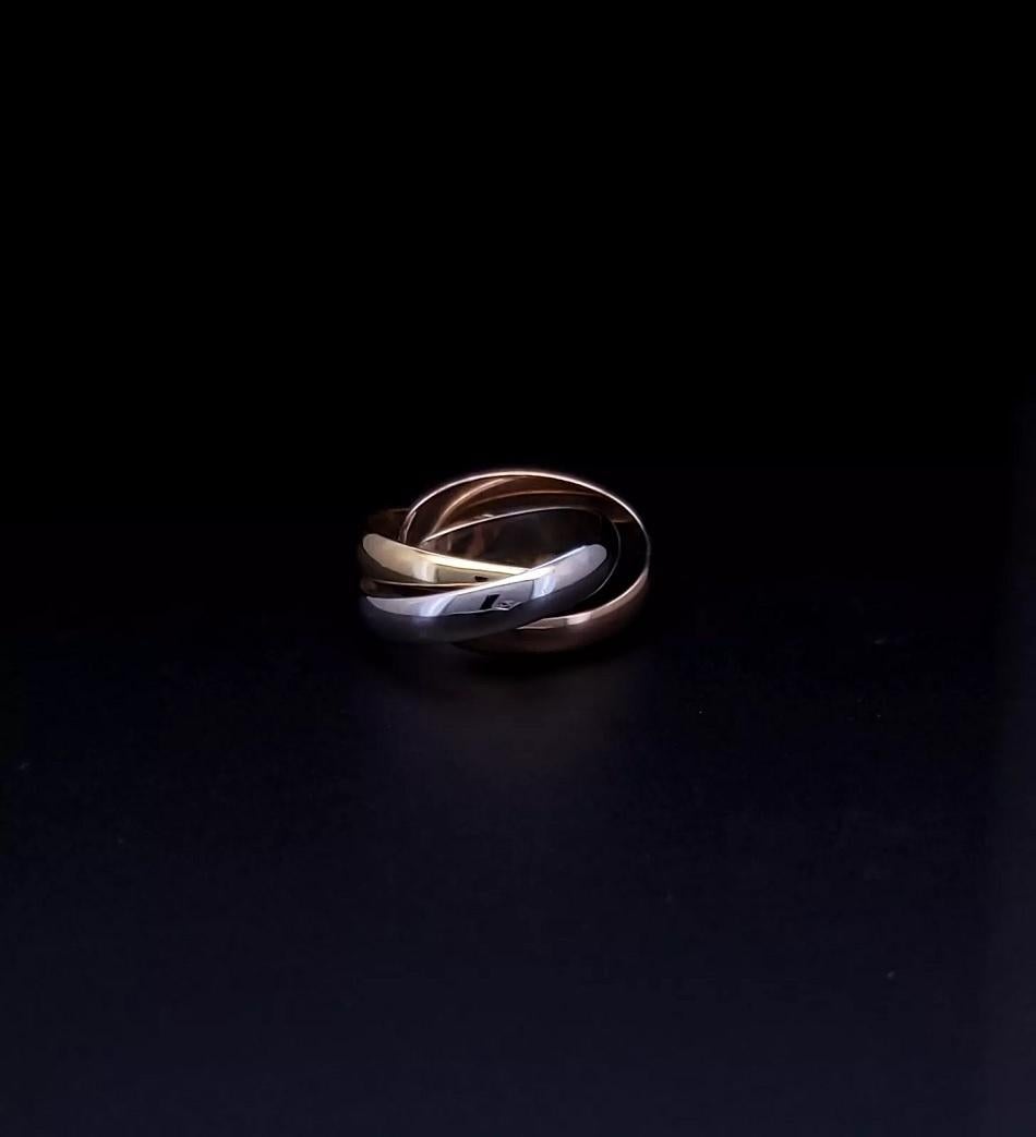 Women's CARTIER Trinity Ring 18K Yellow Gold White Gold Pink Gold Cartier size 4 For Sale