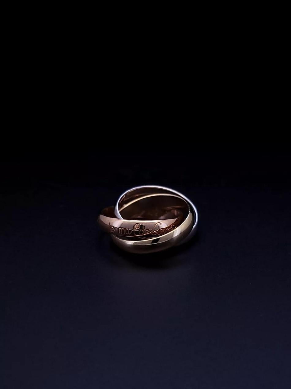CARTIER Trinity Ring 18K Yellow Gold White Gold Pink Gold Cartier size 4 For Sale 1