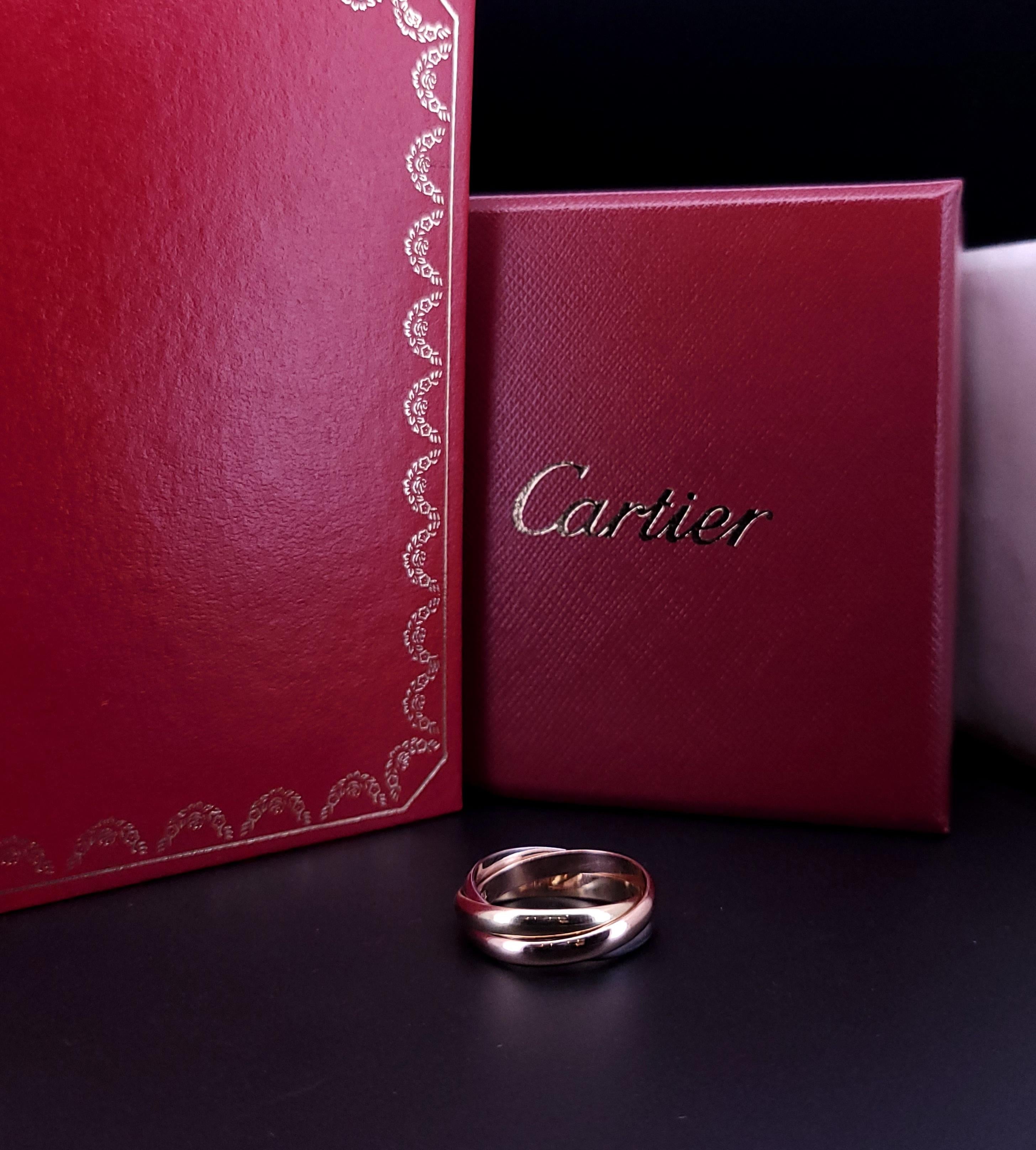 CARTIER Trinity Ring 18K Yellow Gold White Gold Pink Gold Cartier size 61 For Sale 1
