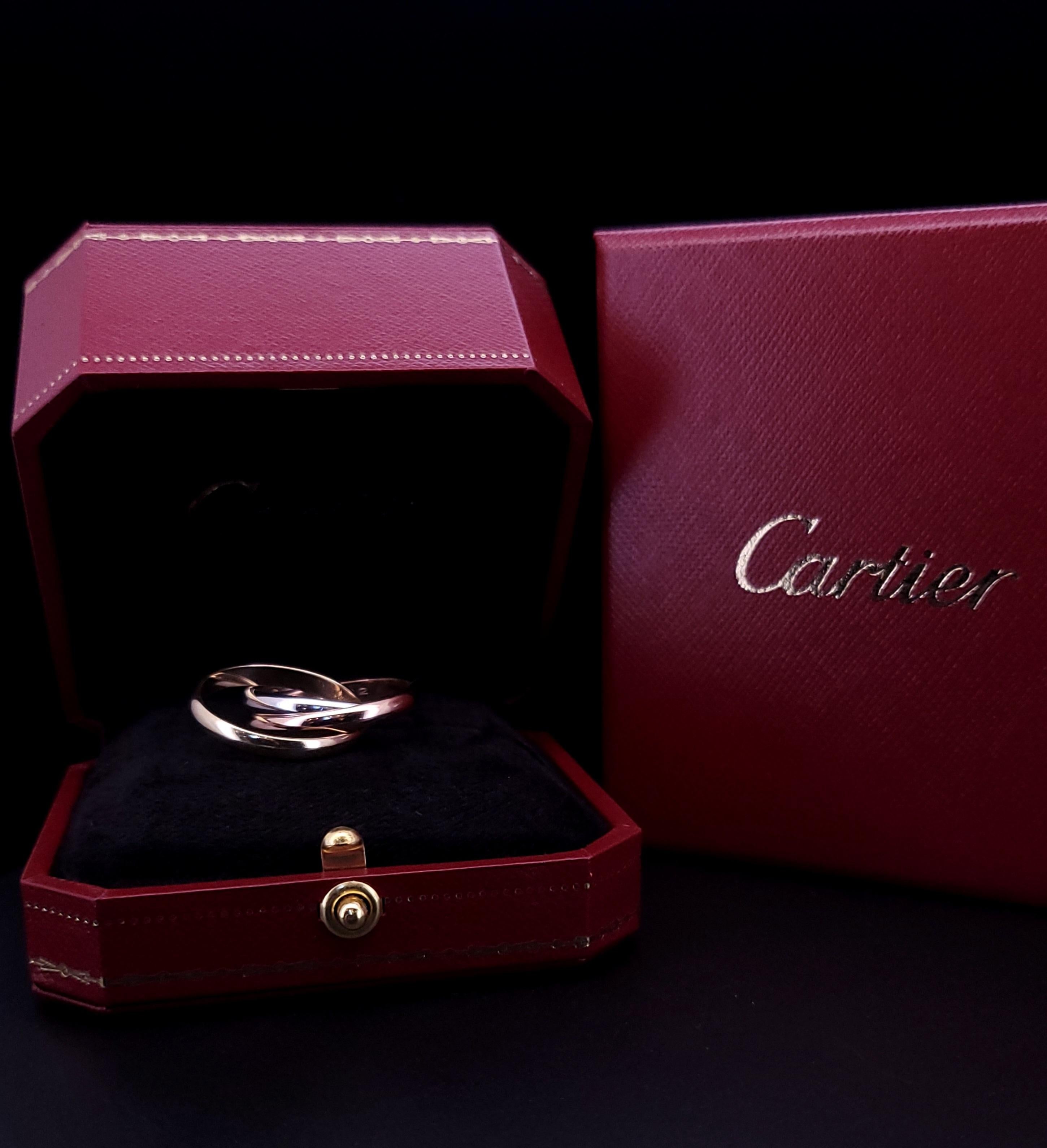 CARTIER Trinity Ring 18K Yellow Gold White Gold Pink Gold Cartier size 61 For Sale 2