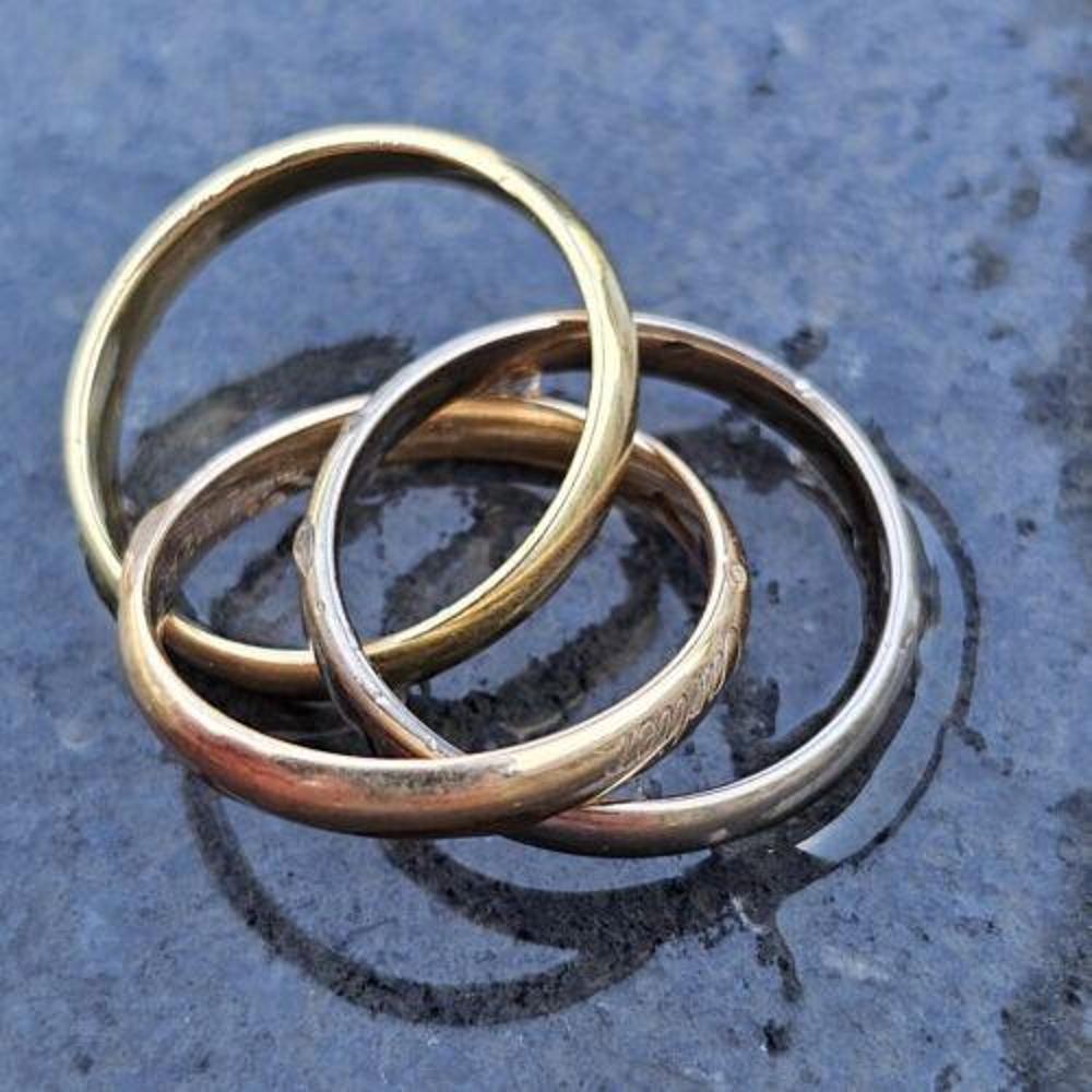 Cartier Trinity Ring Band Rolling 18k Rose White Yellow Gold Sz 53 Us 6.5 In Good Condition In Northbrook, IL
