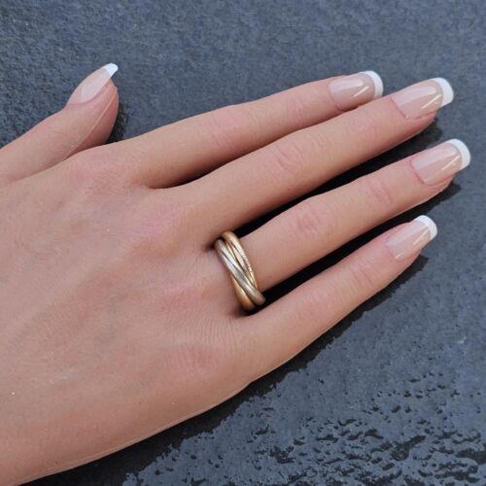 Cartier Trinity Ring Band Rolling 18k Rose White Yellow Gold Sz 53 Us 6.5 2