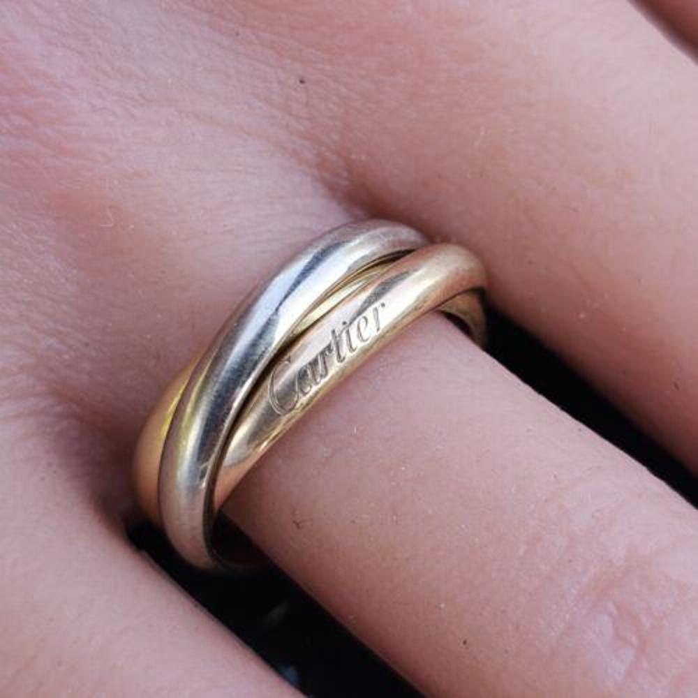 Cartier Trinity Ring Band Rolling 18k Rose White Yellow Gold Sz 53 Us 6.5 3