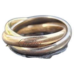 Cartier Trinity Ring Band Rolling 18k Rose White Yellow Gold Sz 53 Us 6.5
