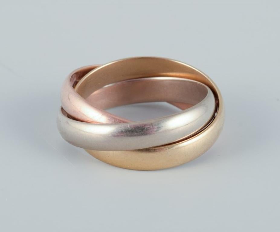 Cartier Ring „Trinity“ aus 18 Karat Gold, Weißgold und Roségold.  im Zustand „Gut“ im Angebot in bronshoj, DK