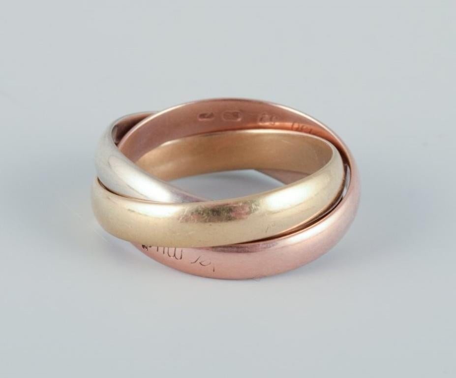 Cartier Ring „Trinity“ aus 18 Karat Gold, Weißgold und Roségold.  Damen im Angebot