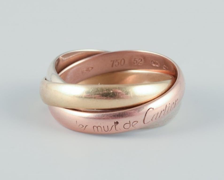 Cartier Ring „Trinity“ aus 18 Karat Gold, Weißgold und Roségold.  im Angebot 4