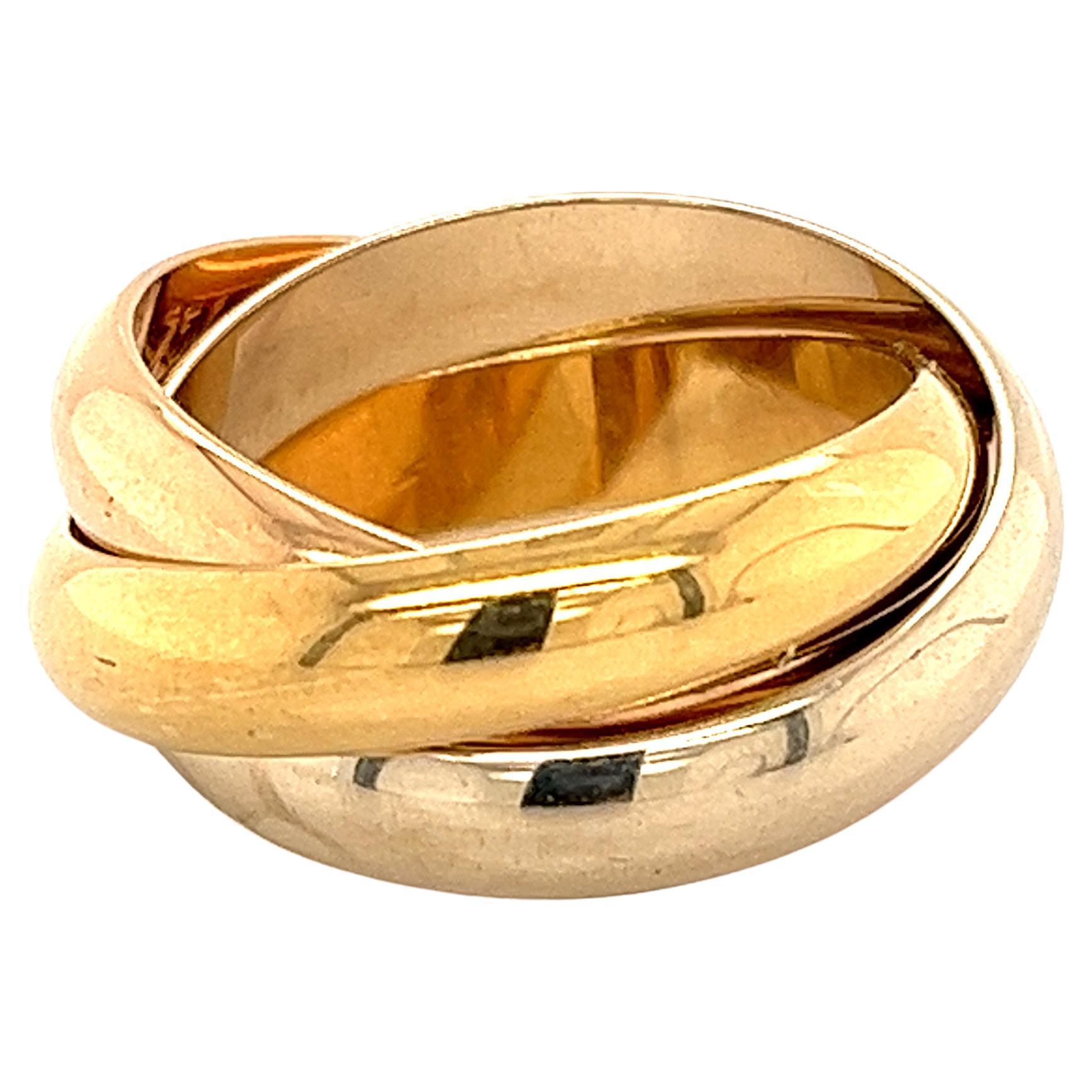Cartier Trinity Ring in 18K Yellow, White and Rose Gold For Sale at 1stDibs  | cartier entrelaces ring, cartier trinity ring with engagement ring,  tiffany trinity ring