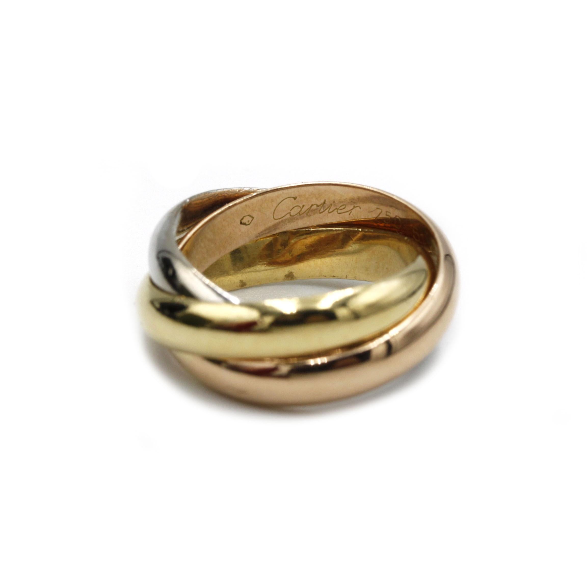 Modern Cartier Trinity Ring in 18K Yellow, White & Rose Gold For Sale