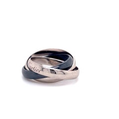 Cartier Trinity Ring Set in 18 Karat White Gold and Black Ceramic