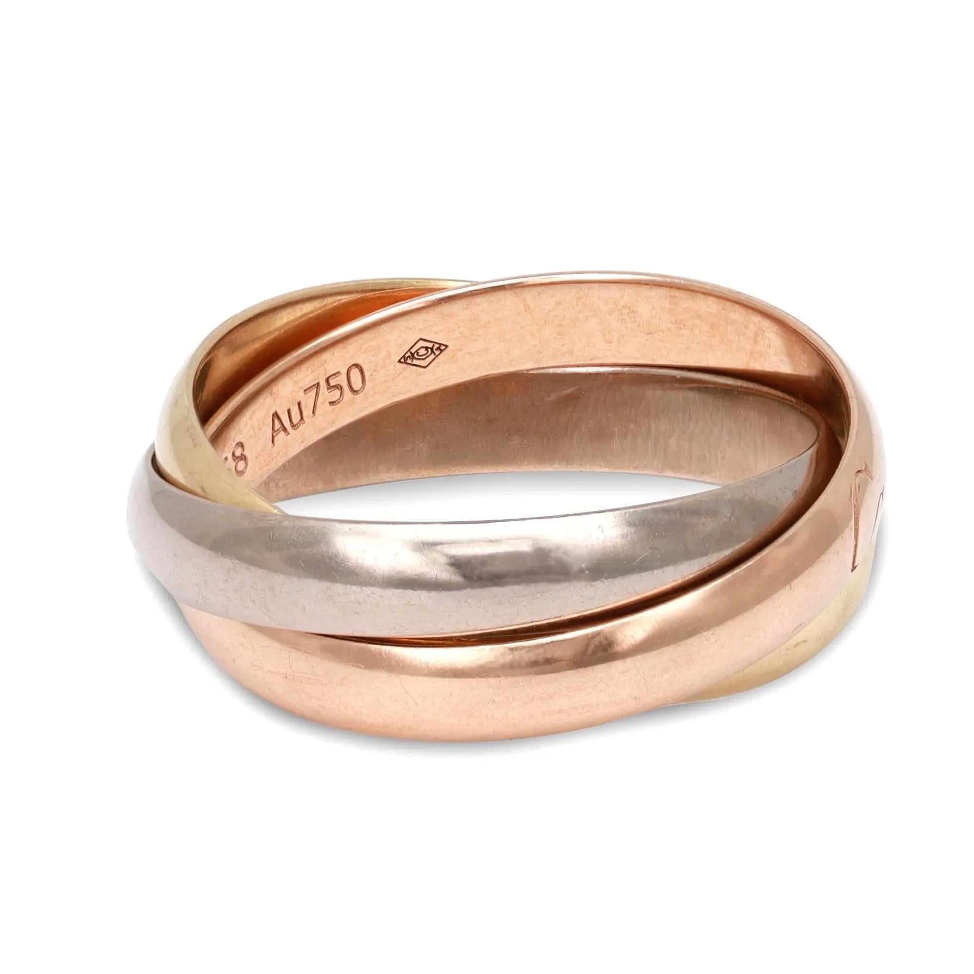 Cartier Trinity Ring Small Model 18K White Yellow Rose Gold Size 47 US ...