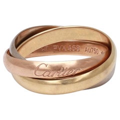 Cartier Trinity Ring Small Model 18K White Yellow Rose Gold Size 47 US 4
