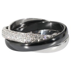 Cartier Trinity Ring with Ceramic & Diamond in 18k White Gold 0.45 CTW