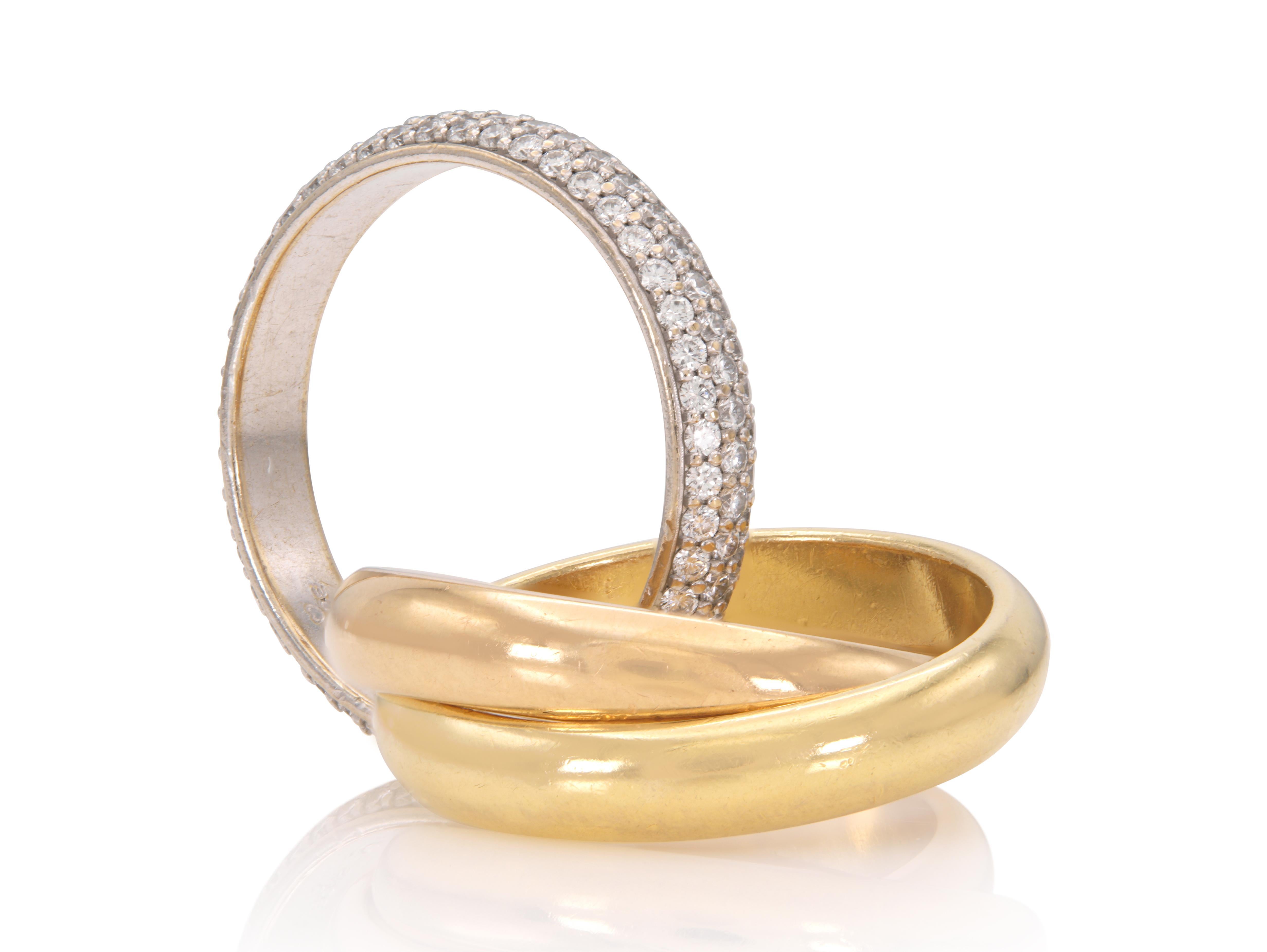 Round Cut Cartier Trinity Ring with Diamond Band For Sale