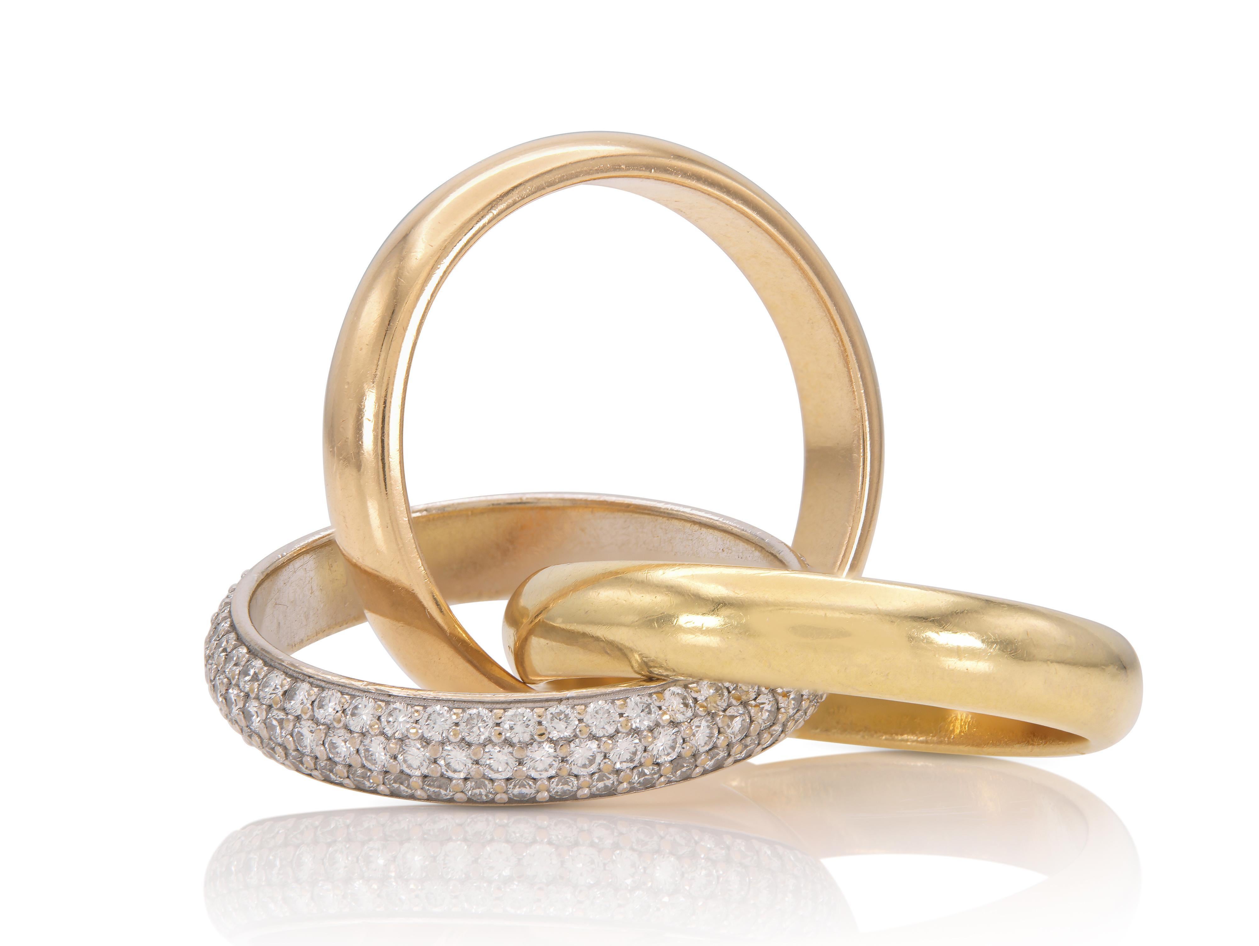 Cartier Trinity Ring with Diamond Band In Good Condition For Sale In New York, NY