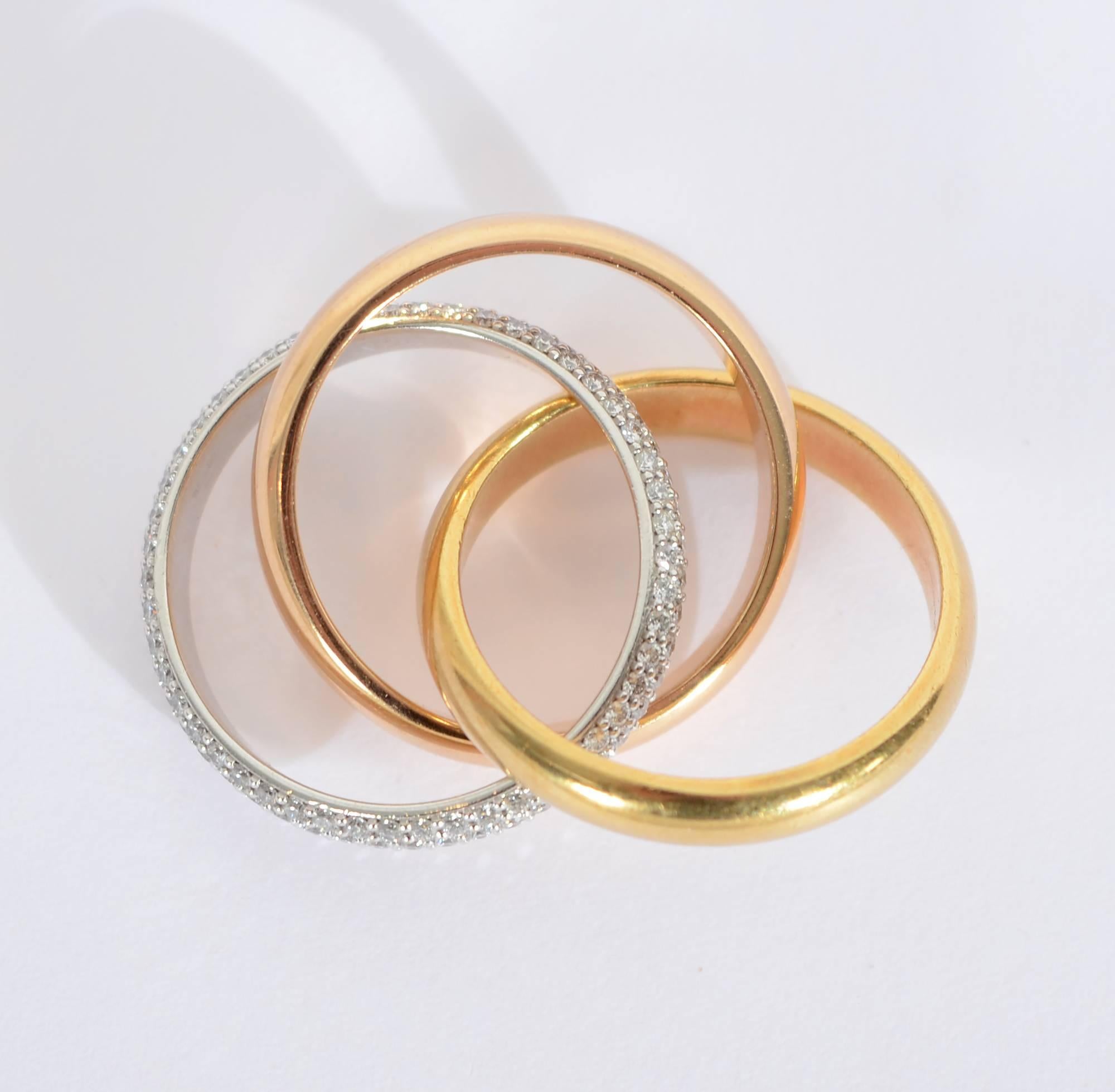 trinity rings with diamonds