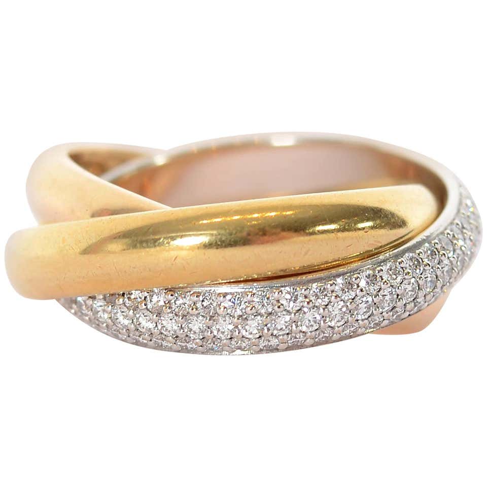 Cartier Trinity Ring with Diamonds at 1stDibs | cartier trinity ring sizes